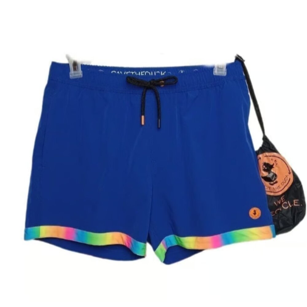 Save the Duck Swim Trunks Blue PRIDE Men's Size LARGE NEW NWOT